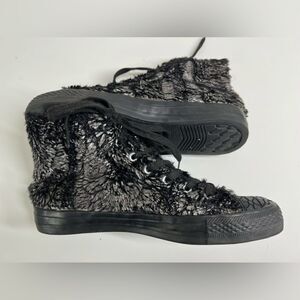 Mono design Black Silver Sequins High Top Lacing winter sneakers size 40EU/9,5US
